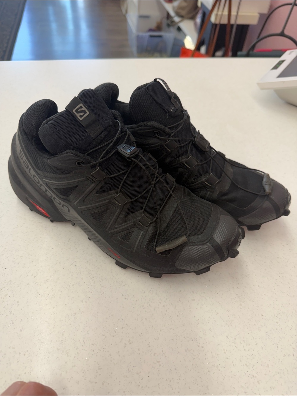 Salomon Black Trail Running Shoes with Quicklace